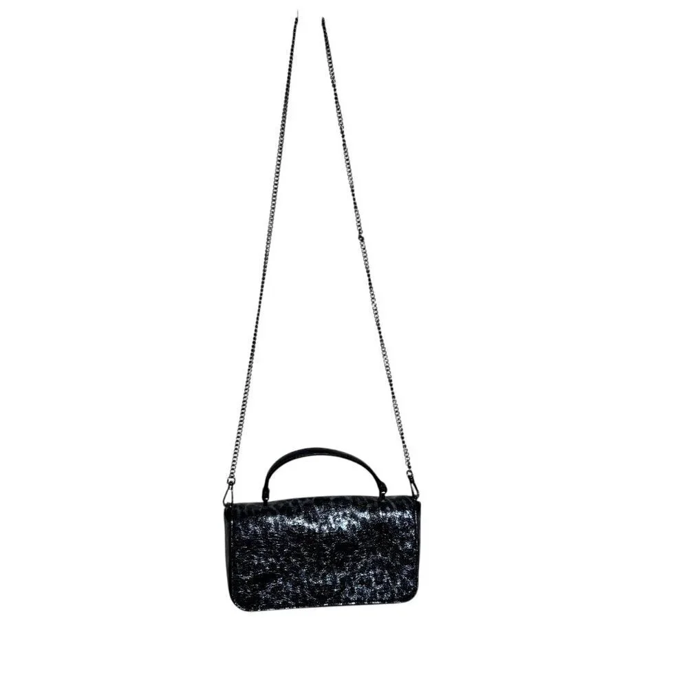 Kate Spade Market crossbody Top Handle Bag Collins Leopard Metallic Blue Sample